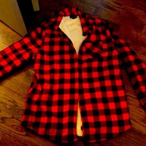 Plaid fuzzy jacket